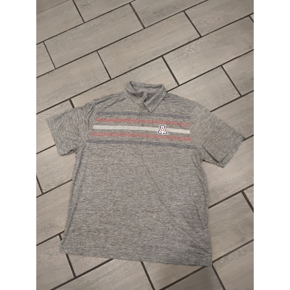 Captivating Mens Arizona Wildcats Gray Striped Polo Shirt XL‎